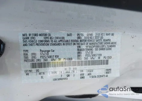 2015 Ford C-Max Hybrid Sel из США, поврежденный, VIN 1FADP5BU2FL124665